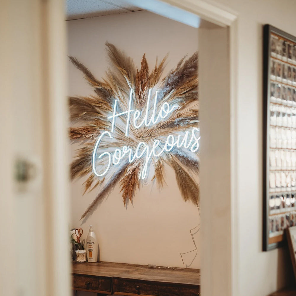 Beautiful White “Hello Gorgeous” LED store Light Sign Room Decoration