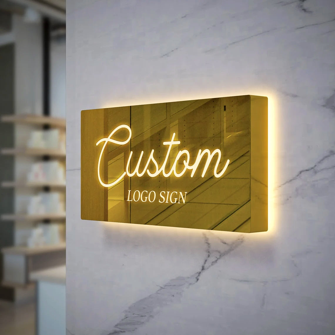 Custom light box sign, with your own text or logo. deals For interior display