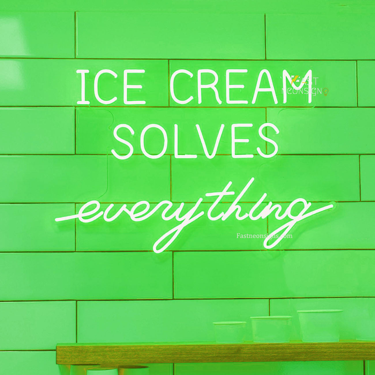 Ice Cream Solves Everything Neon Sign