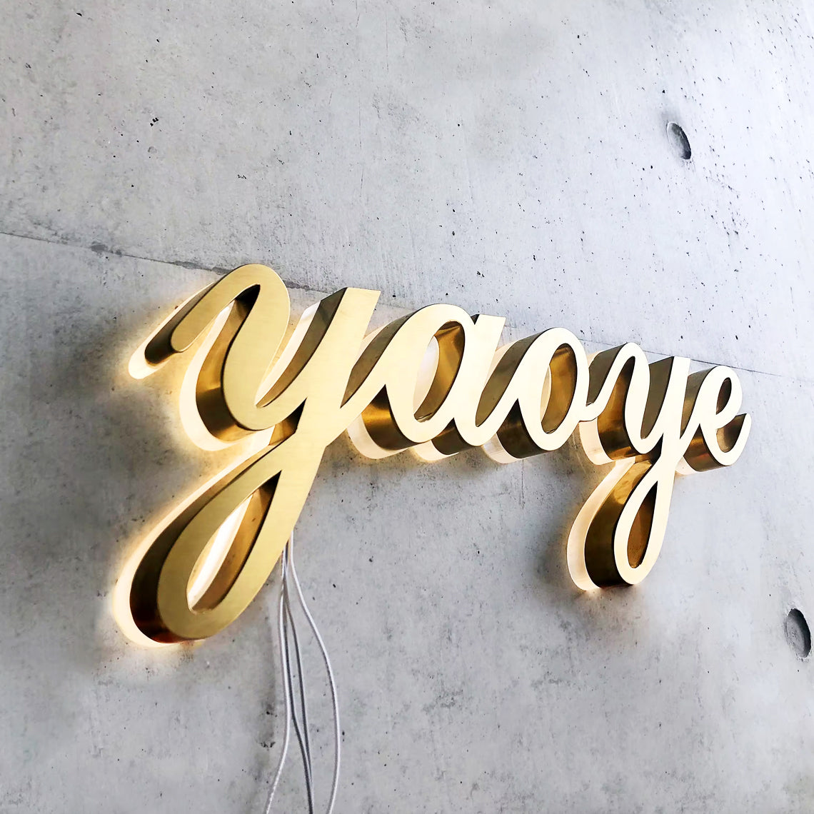 Custom 3D Metal Backlit Sign, Stainless Steel Logo Sign Gold Colorful Letter For Business, Interior, Beauty Shop, Salon, Storefront