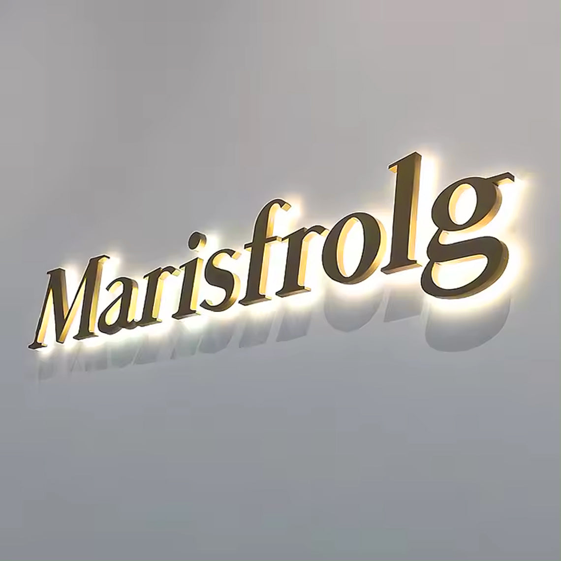 Custom 3D Metal Backlit Sign, Stainless Steel Logo Sign Gold Colorful Letter For Business, Interior, Beauty Shop, Salon, Storefront