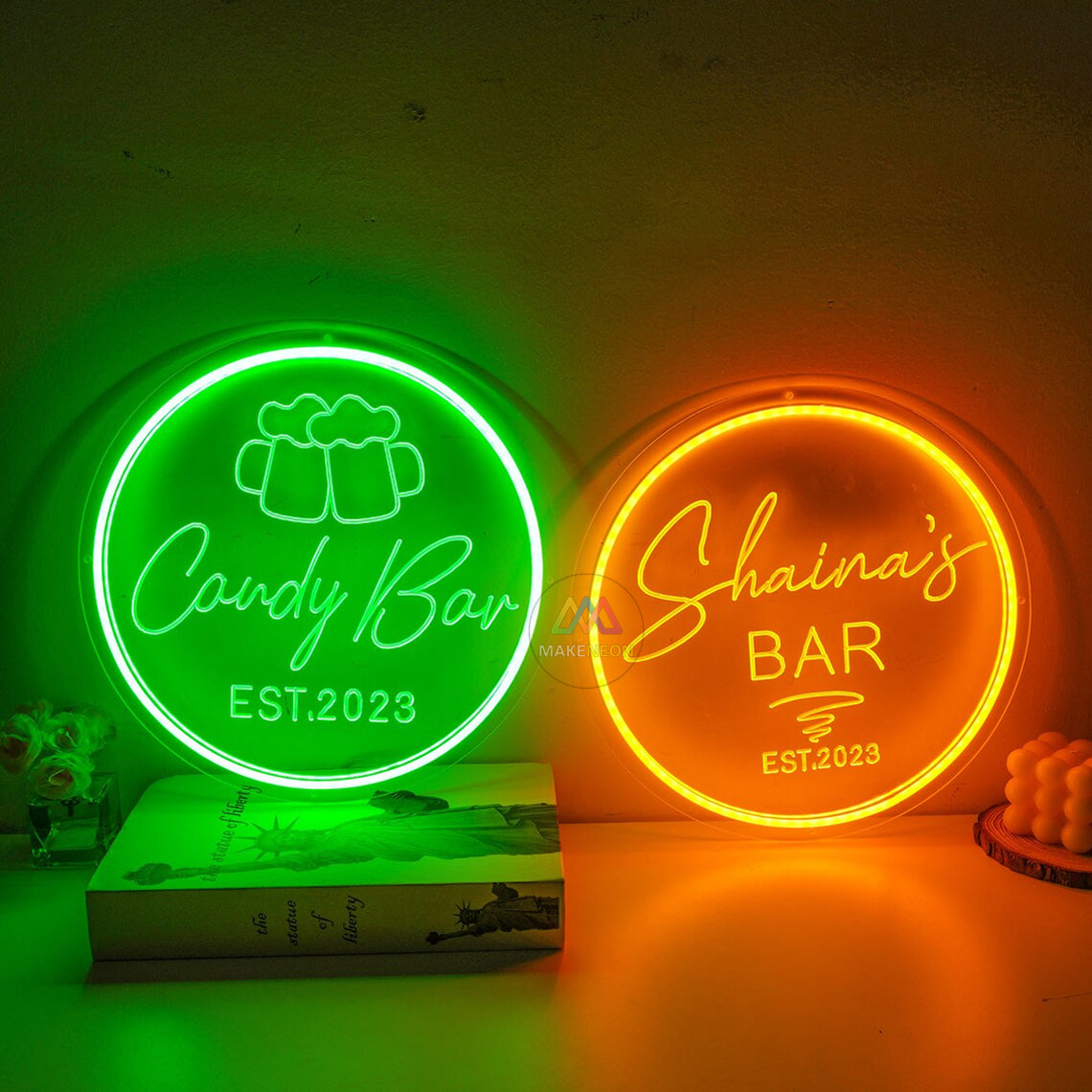 Custom Engraved Neon Name Signs for Home Bar, Man Cave, Game Room, Garage