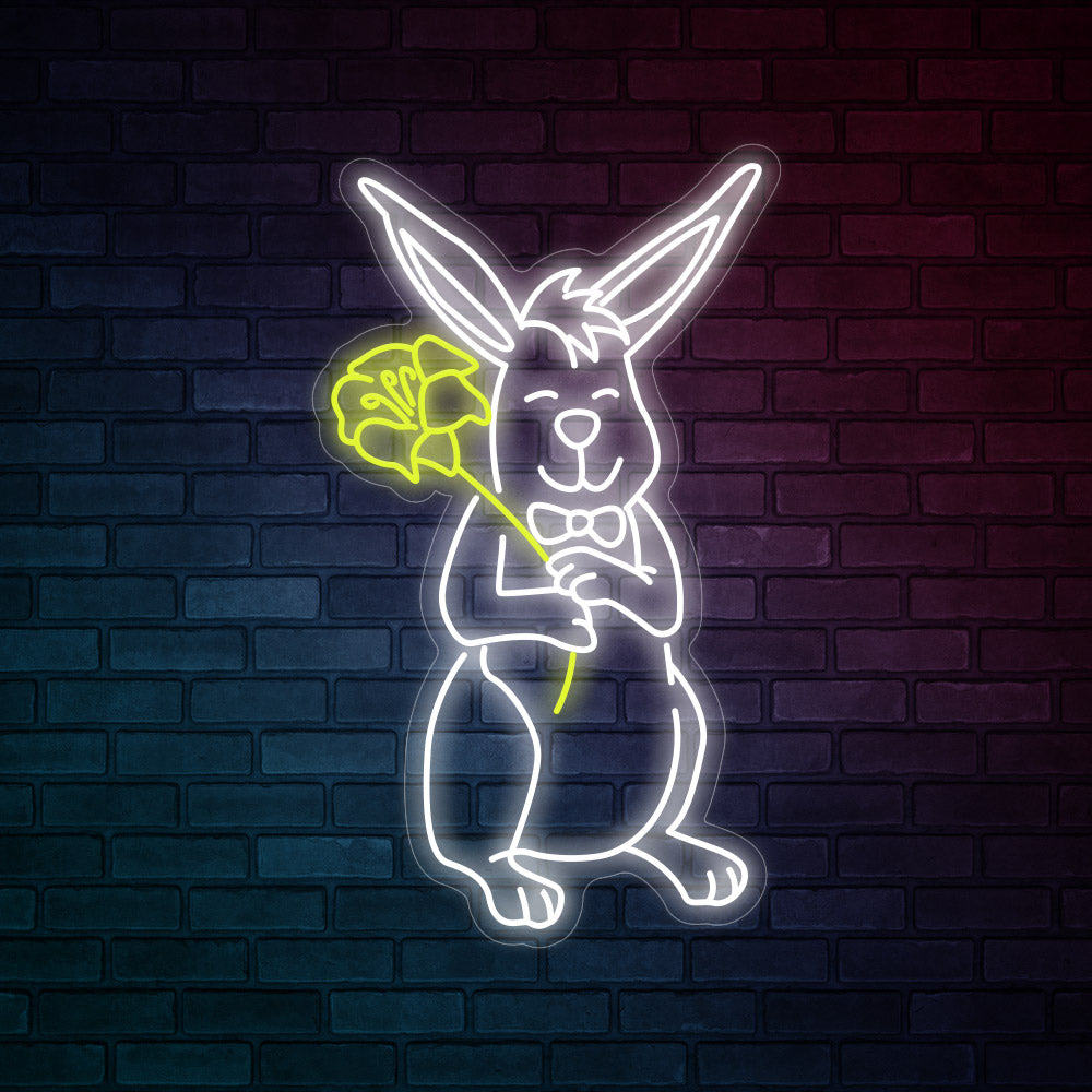 Easter Neon Signs - Rabbit and Flowers Neon