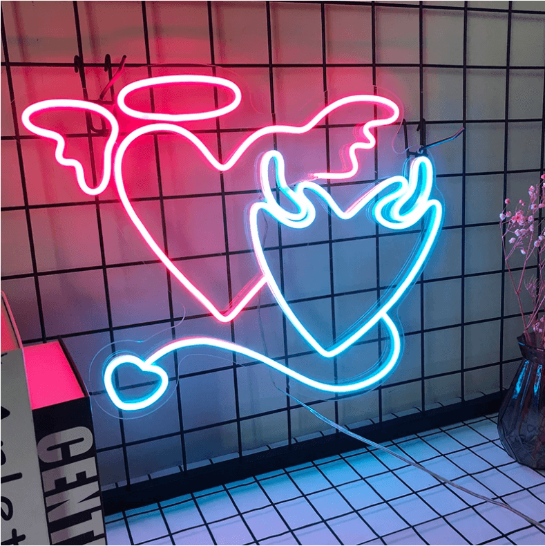 Devil Heart with Wings Neon Sign in LED Flex