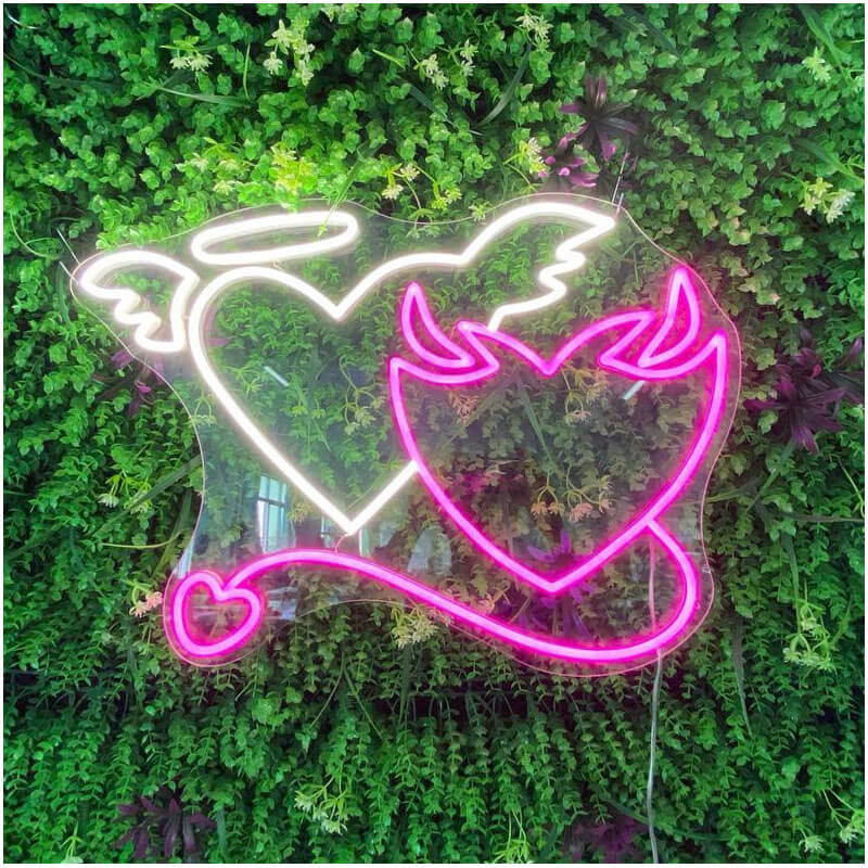 Devil Heart with Wings Neon Sign in LED Flex