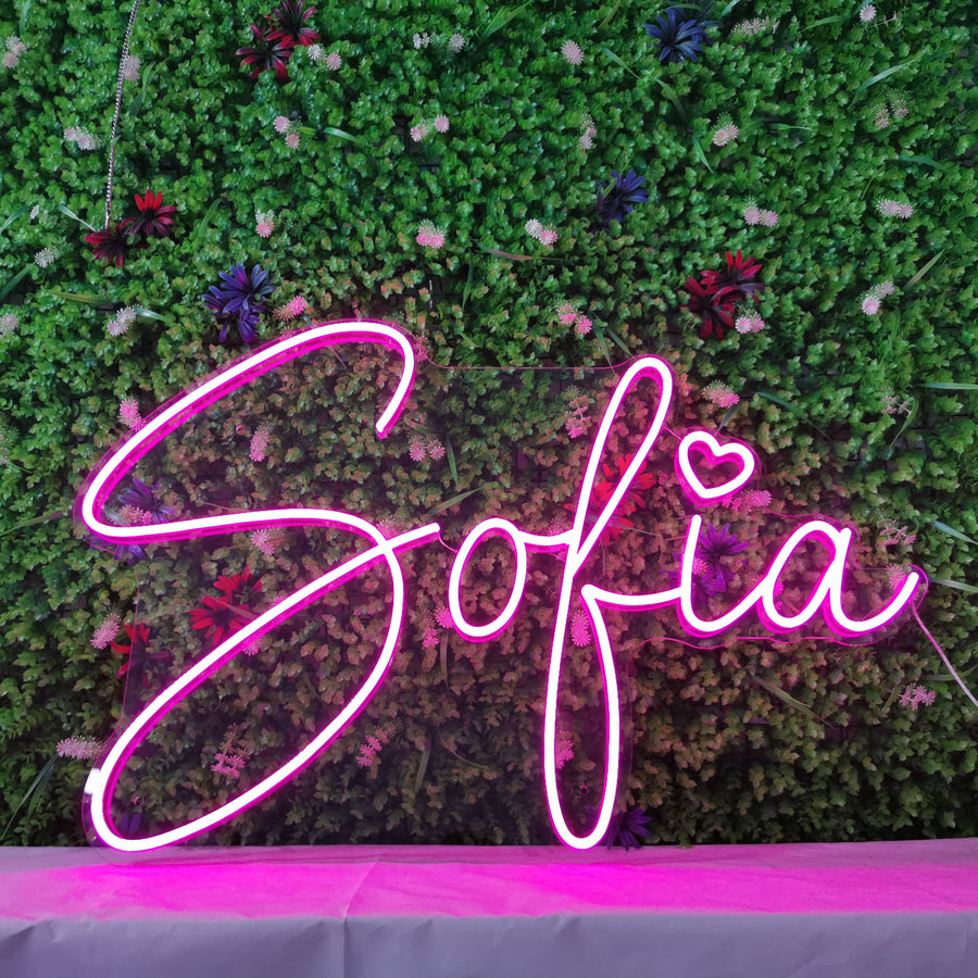 Sofia Heart- LED Neon Name Signs For room, Custom Name Neon Signs For ...